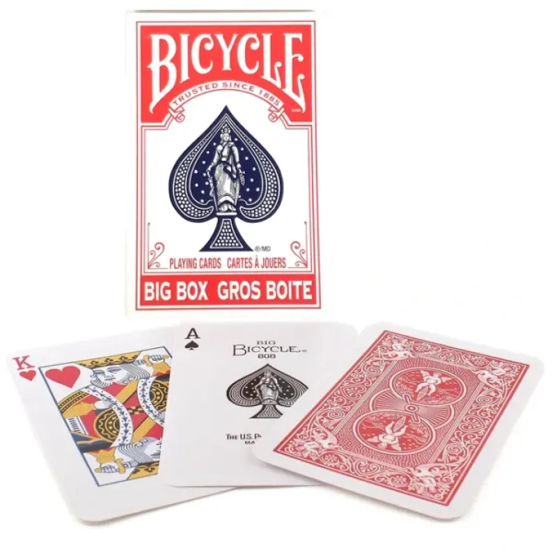Cards>Bicycle Big Box Red Playing Cards - 4.5" Wide x 7" Tall Large Jumbo Card Deck - Your Source for Gaming Essentials