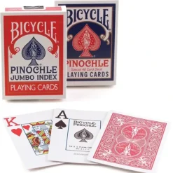 Cards>Bicycle Pinochle Jumbo Index Playing Cards - 1 Red and 1 Blue Deck - Your Source for Gaming Essentials