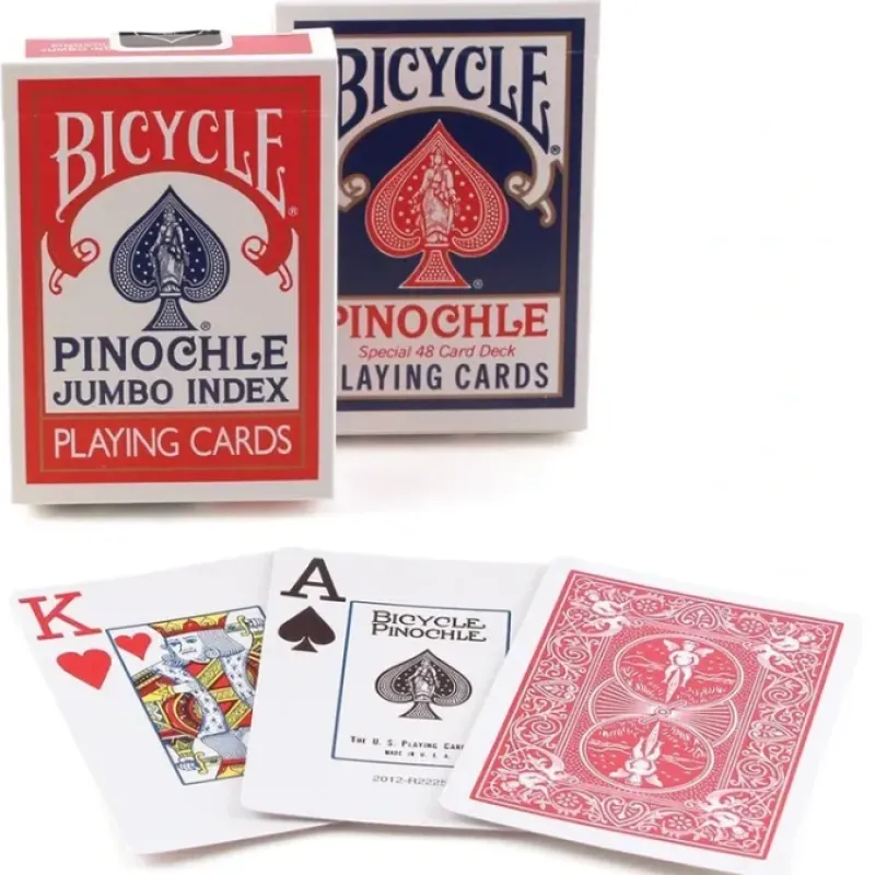 Cards>Bicycle Pinochle Jumbo Index Playing Cards - 1 Red and 1 Blue Deck - Your Source for Gaming Essentials