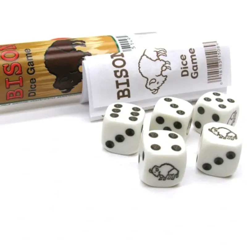 Dice>Bison Dice Game 5 Dice Set with Travel Tube and Instructions - Your Source for Gaming Essentials