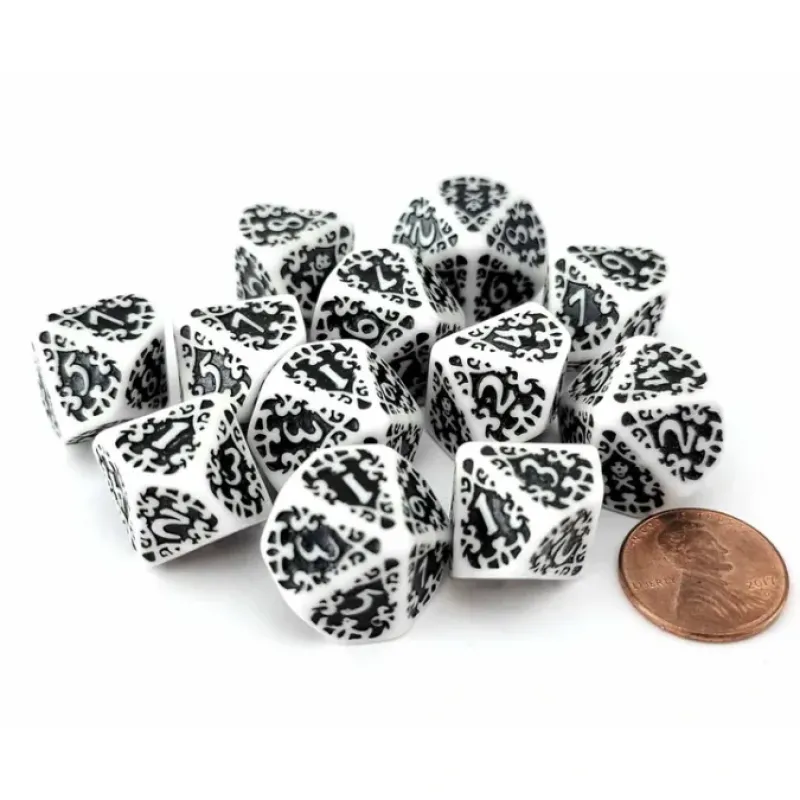 Dice>Blood & Plunder Pack of 12 D10 Unaligned Nationality Dice - White with Black - Your Source for Gaming Essentials