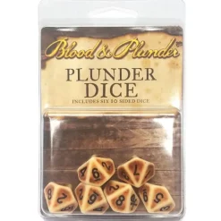 Dice>Blood & Plunder Set of 6 Ivory D10 Dice - Bone White with Skull and Crossbones - Your Source for Gaming Essentials