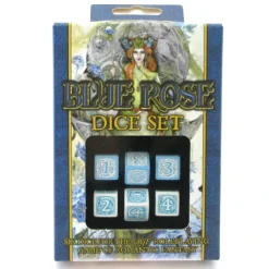 Dice>Blue Rose D6 Dice Set 6 Pieces - 3 White with Blue, 3 Blue with White - Your Source for Gaming Essentials