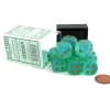Dice>Borealis #2 16mm D6 Chessex Dice Block (12 Dice) - Light Green with Gold Pips - Your Source for Gaming Essentials