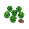 Dice>Borealis 20 Sided D20 Chessex Dice, 6 Pieces - Maple Green with Yellow Numbers - Your Source for Gaming Essentials