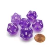 Dice>Borealis 20 Sided D20 Chessex Dice, 6 Pieces - Purple with White Numbers - Your Source for Gaming Essentials