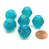 Dice>Borealis 18mm 12 Sided D12 Chessex Dice, 6 Pieces - Teal with Gold - Your Source for Gaming Essentials