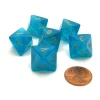 Dice>Borealis 15mm 8 Sided D8 Chessex Dice, 6 Pieces - Teal with Gold - Your Source for Gaming Essentials