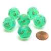Dice>Borealis 18mm 12 Sided D12 Chessex Dice, 6 Pieces - Light Green with Gold - Your Source for Gaming Essentials