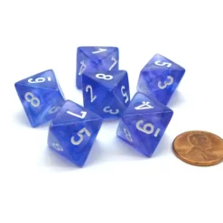 Dice>Borealis 15mm 8 Sided D8 Chessex Dice, 6 Pieces - Purple with White - Your Source for Gaming Essentials