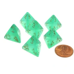 Dice>Borealis 18mm 4 Sided D4 Chessex Dice, 6 Pieces - Light Green with Gold - Your Source for Gaming Essentials