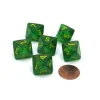 Dice>Borealis 15mm D8 Chessex Dice, 6 Pieces - Maple Green with Yellow Numbers - Your Source for Gaming Essentials