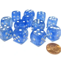 Dice>Borealis 16mm D6 Chessex Dice Block (12 Dice) - Sky Blue with White Pips - Your Source for Gaming Essentials