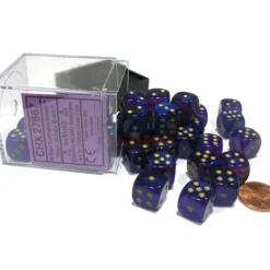 Dice>Borealis 12mm D6 Chessex Dice Block (36 Dice) - Royal Purple with Gold Pips - Your Source for Gaming Essentials
