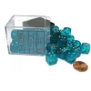 Dice>Borealis 12mm D6 Chessex Dice Block (36 Dice) - Teal with Gold Pips - Your Source for Gaming Essentials