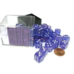 Dice>Borealis 12mm D6 Chessex Dice Block (36 Dice) - Purple with White Pips - Your Source for Gaming Essentials