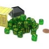 Dice>Borealis 12mm D6 Chessex Dice Block (36 Dice) - Maple Green with Yellow Pips - Your Source for Gaming Essentials