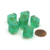 Dice>Borealis 16mm Tens D10 (00-90) Chessex Dice, 6 Pieces - Light Green with Gold - Your Source for Gaming Essentials