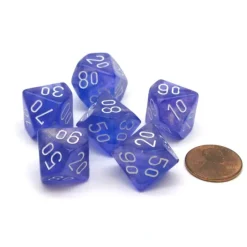 Dice>Borealis 16mm Tens D10 (00-90) Dice, 6 Pieces - Purple with White Numbers - Your Source for Gaming Essentials