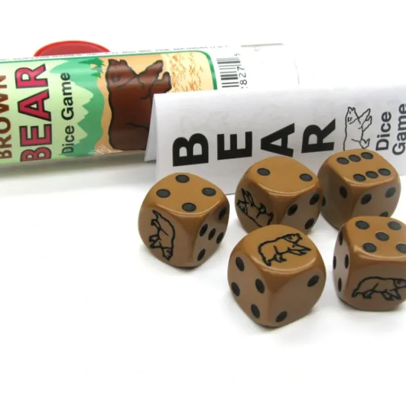 Dice>Brown Bear Dice Game 5 Dice Set with Travel Tube and Instructions - Your Source for Gaming Essentials