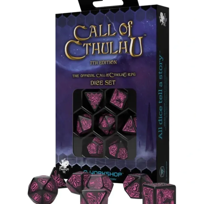 Dice>Call of Cthulhu: Dice Set Black/Magenta (7) - Your Source for Gaming Essentials