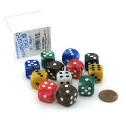 Dice>Case of 12 Deluxe Marble 16mm Round Edge Dice - Assorted Colors - Your Source for Gaming Essentials