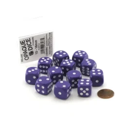Dice>Case of 12 Deluxe Opaque 16mm Round Edge Dice - Purple with White Pips - Your Source for Gaming Essentials
