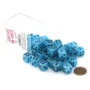 Dice>Case of 36 Deluxe Swirl Small 12mm Round Edge Dice - Ice Blue with Black Pips - Your Source for Gaming Essentials