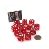 Dice>Case of 12 Deluxe Transparent 16mm Round Edge Dice - Red with White Pips - Your Source for Gaming Essentials