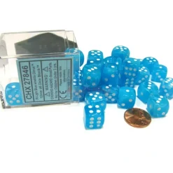 Dice>Cirrus 12mm D6 Chessex Dice Block (36 Dice) - Light Blue with White Pips - Your Source for Gaming Essentials