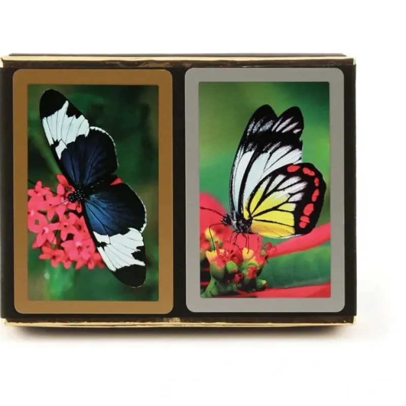 Cards>Congress Butterflies Standard Index Bridge Playing Cards - 2 Deck Set - Your Source for Gaming Essentials