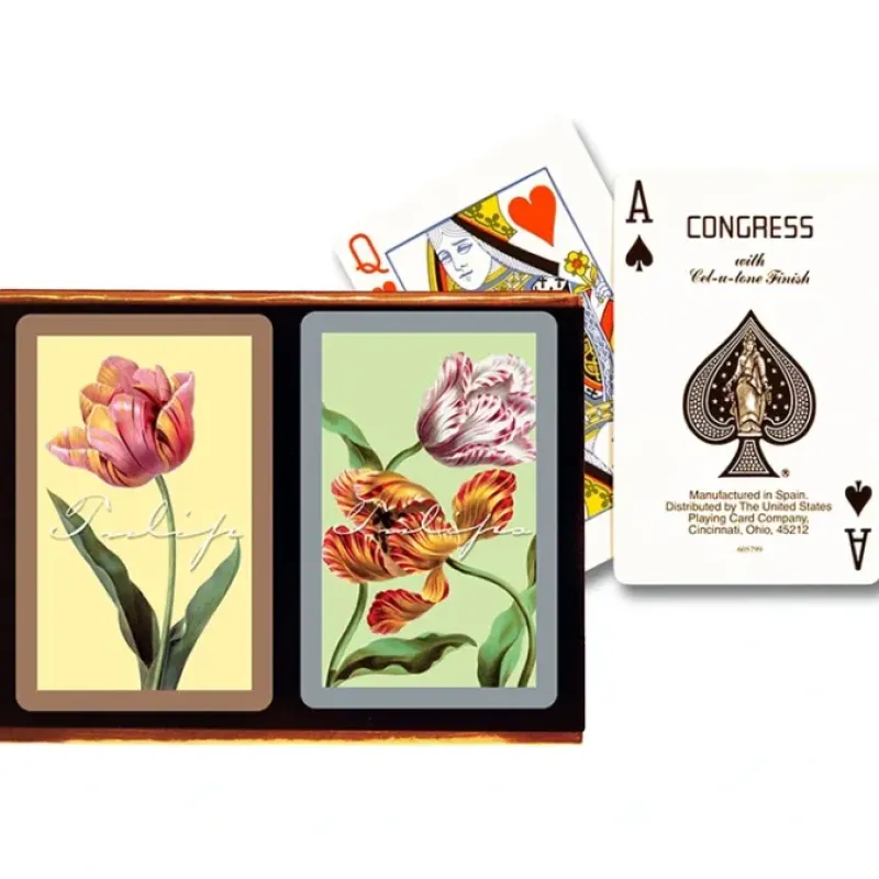 Cards>Congress Tulips Standard Index Bridge Playing Cards - 2 Deck Set - Your Source for Gaming Essentials