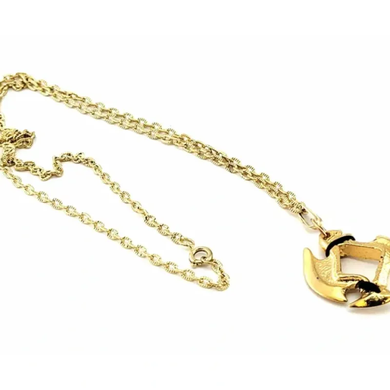 Dice>Dice Pendant Necklace 'Axe Blade' with Gold-Color Finish - Holds a 12mm D6 - Your Source for Gaming Essentials