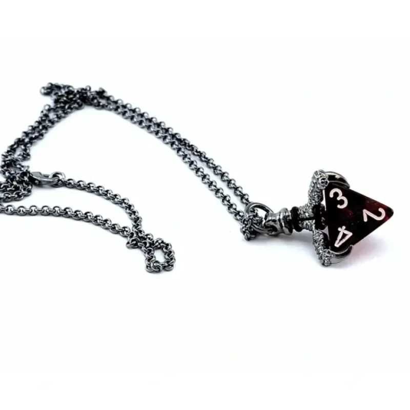 Dice>Dice Pendant Necklace with Gunmetal Gray Finish - Holds a D4 - Your Source for Gaming Essentials