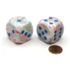Dice>Festive 30mm Large D6 Chessex Dice, 2 Pieces - Pop Art with Blue Pips - Your Source for Gaming Essentials