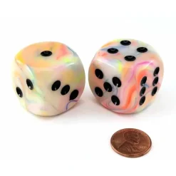 Dice>Festive 30mm Large D6 Chessex Dice, 2 Pieces - Circus with Black Pips - Your Source for Gaming Essentials