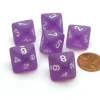 Dice>Frosted 15mm 8 Sided D8 Chessex Dice, 6 Pieces - Purple with White - Your Source for Gaming Essentials