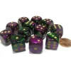 Dice>Gemini 16mm D6 Chessex Dice Block (12 Dice) - Green-Purple with Gold Pips - Your Source for Gaming Essentials