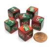 Dice>Gemini 15mm 6-Sided D6 Numbered Chessex Dice, 6 Pieces - Green-Red with White - Your Source for Gaming Essentials