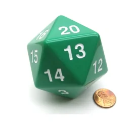 Dice>55mm Jumbo 20-Sided D20 Countdown Dice - Opaque Green with White Numbers - Your Source for Gaming Essentials