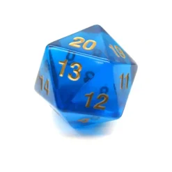 Dice>55mm Jumbo 20-Sided D20 Countdown Dice - Transparent Sapphire Gold - Your Source for Gaming Essentials