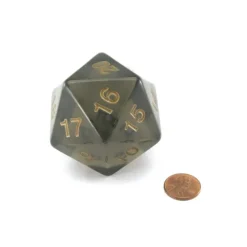 Dice>55mm Jumbo 20-Sided D20 Countdown Dice - Transparent Smoke Gold - Your Source for Gaming Essentials