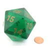 Dice>55mm Jumbo 20-Sided D20 Countdown Dice - Transparent Emerald Gold - Your Source for Gaming Essentials