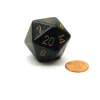 Dice>34mm Large 20-Sided D20 Opaque Chessex Dice, 1 Die - Black with Gold Numbers - Your Source for Gaming Essentials