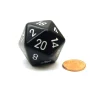 Dice>34mm Large 20-Sided D20 Opaque Chessex Dice, 1 Die - Black with White Numbers - Your Source for Gaming Essentials