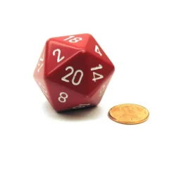Dice>34mm Large 20-Sided D20 Opaque Chessex Dice, 1 Die - Red with White Numbers - Your Source for Gaming Essentials