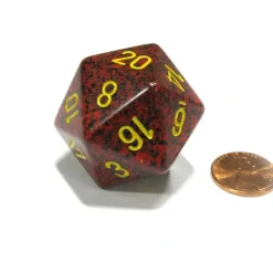 Dice>34mm Large 20-Sided D20 Speckled Chessex Dice, 1 Die - Mercury - Your Source for Gaming Essentials