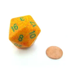 Dice>34mm Large 20-Sided D20 Speckled Chessex Dice, 1 Die - Lotus - Your Source for Gaming Essentials