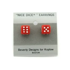 Dice>10mm Post Stud Dice Earrings - Opaque Red with White Pips - Your Source for Gaming Essentials
