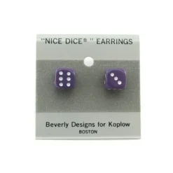 Dice>10mm Post Stud Dice Earrings - Opaque Purple with White Pips - Your Source for Gaming Essentials